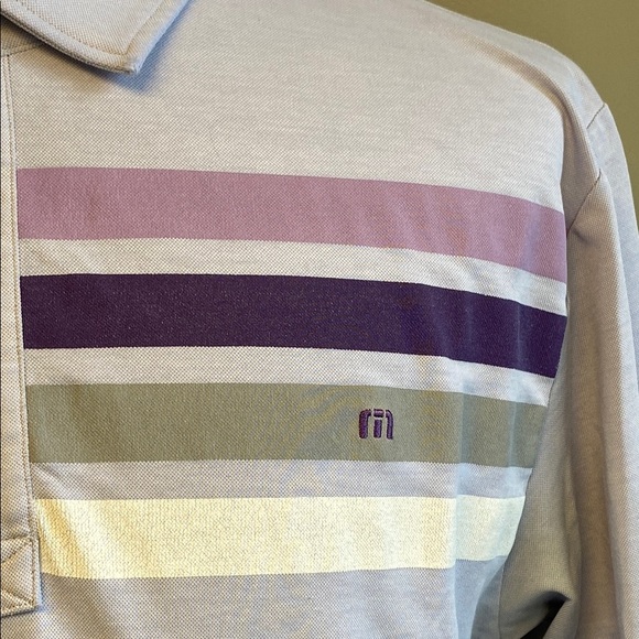 Travis Mathew Purple Logo and Stripe Polo Shirt (sz XL) - Picture 5 of 8
